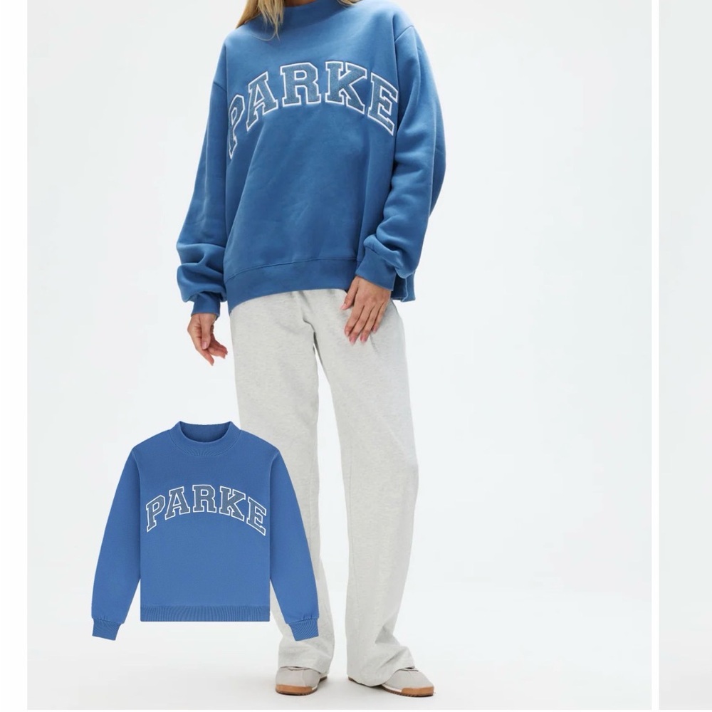 PARKE Vintage Denim Varsity Mockneck Sweatshirt